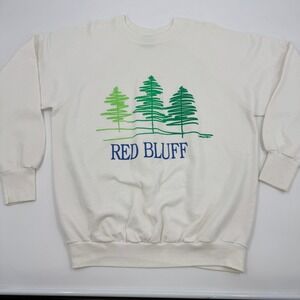 America's Finest Red Bluff California Sweatshirt Mens XL White Vintage Pine Tree